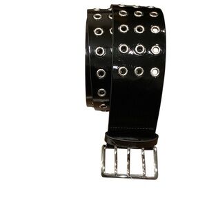 NWT UO Urban Outfitters Black Three ring GrommetTriple Eyelet Belt Size Medium